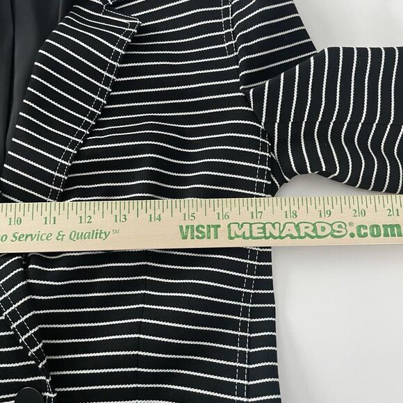 LAFAYETTE 148 Striped Blazer Sz 4 Devin Asymmetric Button Front Black Jacket - Picture 12 of 15